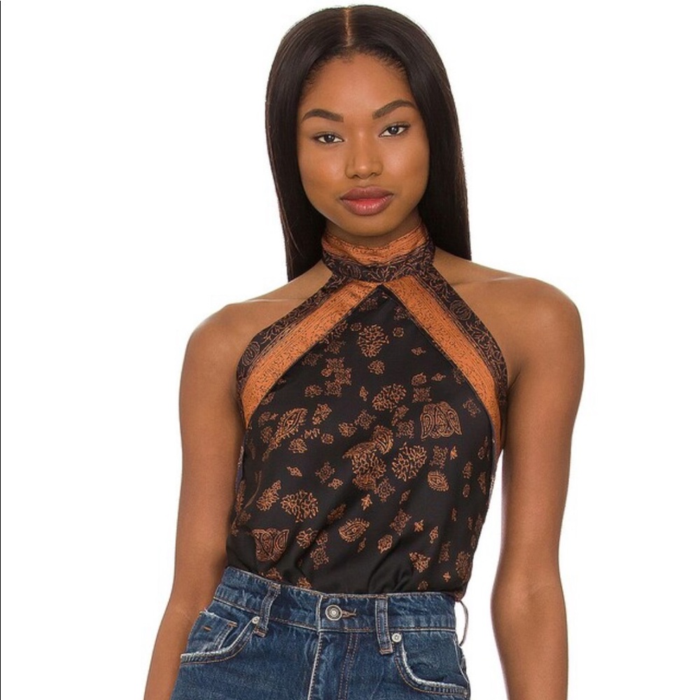 Satin high neck bodysuit